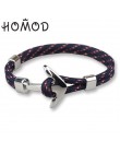 HOMOD 2019 New Fashion czarny kolor kotwica bransoletki mężczyźni urok Survival Rope Chain bransoletka Paracord męska dopasowana
