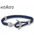 HOMOD 2019 New Fashion czarny kolor kotwica bransoletki mężczyźni urok Survival Rope Chain bransoletka Paracord męska dopasowana