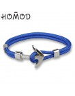 HOMOD 2019 New Fashion czarny kolor kotwica bransoletki mężczyźni urok Survival Rope Chain bransoletka Paracord męska dopasowana