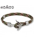 HOMOD 2019 New Fashion czarny kolor kotwica bransoletki mężczyźni urok Survival Rope Chain bransoletka Paracord męska dopasowana