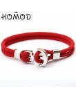 HOMOD 2019 New Fashion czarny kolor kotwica bransoletki mężczyźni urok Survival Rope Chain bransoletka Paracord męska dopasowana