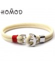 HOMOD 2019 New Fashion czarny kolor kotwica bransoletki mężczyźni urok Survival Rope Chain bransoletka Paracord męska dopasowana
