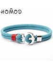 HOMOD 2019 New Fashion czarny kolor kotwica bransoletki mężczyźni urok Survival Rope Chain bransoletka Paracord męska dopasowana