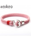 HOMOD 2019 New Fashion czarny kolor kotwica bransoletki mężczyźni urok Survival Rope Chain bransoletka Paracord męska dopasowana