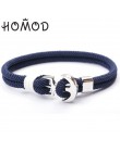 HOMOD 2019 New Fashion czarny kolor kotwica bransoletki mężczyźni urok Survival Rope Chain bransoletka Paracord męska dopasowana