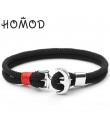 HOMOD 2019 New Fashion czarny kolor kotwica bransoletki mężczyźni urok Survival Rope Chain bransoletka Paracord męska dopasowana