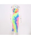 Hugcitar tie dye slip backless sexy 2019 lato jesień kobiety moda wysoka talia slim party elegancka sukienka bodycon midi