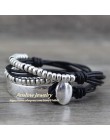 Anslow marka czeski Vintage Handmade wielowarstwowe Wrap biżuteria kobiety dzień matki urodziny bransoletka skórzana bransoletka