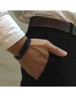 Vnox unikalne linie Sew bransoletki z prawdziwej skóry dla mężczyzn kobiety personalizuj sztabka ze stali nierdzewnej warstwowa 