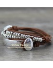 Anslow marka czeski Vintage Handmade wielowarstwowe Wrap biżuteria kobiety dzień matki urodziny bransoletka skórzana bransoletka