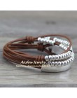 Anslow marka czeski Vintage Handmade wielowarstwowe Wrap biżuteria kobiety dzień matki urodziny bransoletka skórzana bransoletka