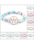 Jednorożec koraliki bransoletki 18mm przystawki przyciski Dome Cabochon flamingi Charms Trendy bransoletki dziewczyny kobiety ch