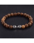 Hot mężczyźni naturalne drewno krzyż z koralikami bransoletki Onyx medytacja modlitwa bransoletka z koralików kobiety drewniane 