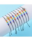 ZMZY śliczne bransoletki z koralików układanie wiosna Rainbow bransoletka wisiorek Boho Handmade modna biżuteria na prezent cien