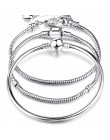Wysokiej jakości 17-21cm posrebrzane wąż Chain Link bransoletka Fit europejskiej Charm bransoletka dla kobiet DIY tworzenia biżu