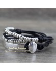 Anslow marka czeski Vintage Handmade wielowarstwowe Wrap biżuteria kobiety dzień matki urodziny bransoletka skórzana bransoletka