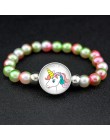 Jednorożec koraliki bransoletki 18mm przystawki przyciski Dome Cabochon flamingi Charms Trendy bransoletki dziewczyny kobiety ch