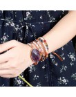 Najnowszy unikatowy Chakra kamienie naturalne urok 5 nici bransoletki Handmade bransoletka boho kobiety skórzana bransoletka