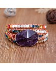 Najnowszy unikatowy Chakra kamienie naturalne urok 5 nici bransoletki Handmade bransoletka boho kobiety skórzana bransoletka