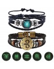 2 sztuk/zestaw 12 konstelacji bransoletki Luminous Charm bransoletka skórzana zodiak horoskop pleciona bransoletka mężczyźni kob