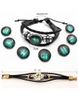 2 sztuk/zestaw 12 konstelacji bransoletki Luminous Charm bransoletka skórzana zodiak horoskop pleciona bransoletka mężczyźni kob
