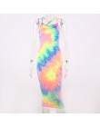 Hugcitar tie dye slip backless sexy 2019 lato jesień kobiety moda wysoka talia slim party elegancka sukienka bodycon midi