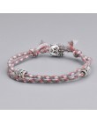 Etniczny tybetański głowa buddy tkane Amulet Multicolor bransoletki i Bangles dla kobiet mężczyzn ręcznie liny budda Charm brans