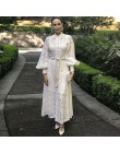 Eleganckie drążą kobiety sukienka stojak latarnia rękaw wysokiej bandaż w talii z kamizelki sukienki Midi kobieta moda 2019 Chic