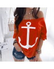 Fanbety kobiety sexy off shoulder zestawy dwuczęściowe sukienka kotwica łodzi koszule z nadrukiem sukienka w paski zestawy Lady 