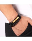 XQNI cena hurtowa klasyczna skórzana bransoletka dla mężczyzn ręcznie urok biżuteria wielowarstwowy magnes Handmade prezent dla 