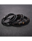 Jiayiqi 6MM naturalny kamień mężczyźni bransoletka czarne prawdziwa skóry klamra magnetyczna bransoletka 18.5/20.5/22cm biżuteri