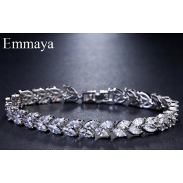 Emmaya marka moda urok aaa sześcienne białe cyrkon cztery kolory liść biżuteria bransoletki dla kobiety elegancja wesele prezent