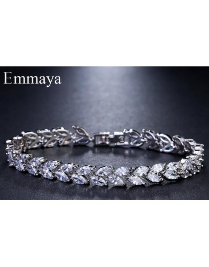 Emmaya marka moda urok aaa sześcienne białe cyrkon cztery kolory liść biżuteria bransoletki dla kobiety elegancja wesele prezent