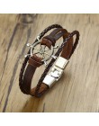 Vnox Vintage ster Charm bransoletka dla mężczyzn wielowarstwowa skórzana linka bransoletki bransoletki 7.87 "pulseira masculina