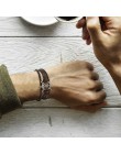 Vnox Vintage ster Charm bransoletka dla mężczyzn wielowarstwowa skórzana linka bransoletki bransoletki 7.87 "pulseira masculina