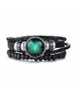 Vnox Aries 12 horoskop wielowarstwowa skórzana linka bransoletki dla kobiet mężczyzn prezenty Vintage biżuteria pulseira
