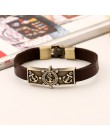 BOYULIGE moda ster Wrap skórzany łańcuszek kotwica bransoletka biżuteria punkowa kawa męska bransoletka Bangle haki w stylu mari
