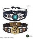 2 sztuk/zestaw 12 konstelacji bransoletki Luminous Charm bransoletka skórzana zodiak horoskop pleciona bransoletka mężczyźni kob