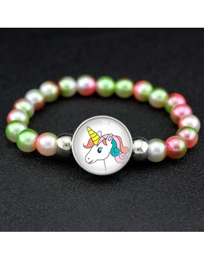 Jednorożec koraliki bransoletki 18mm przystawki przyciski Dome Cabochon flamingi Charms Trendy bransoletki dziewczyny kobiety ch