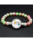 Jednorożec koraliki bransoletki 18mm przystawki przyciski Dome Cabochon flamingi Charms Trendy bransoletki dziewczyny kobiety ch