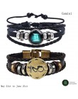 2 sztuk/zestaw 12 konstelacji bransoletki Luminous Charm bransoletka skórzana zodiak horoskop pleciona bransoletka mężczyźni kob