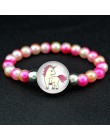 Jednorożec koraliki bransoletki 18mm przystawki przyciski Dome Cabochon flamingi Charms Trendy bransoletki dziewczyny kobiety ch