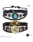 2 sztuk/zestaw 12 konstelacji bransoletki Luminous Charm bransoletka skórzana zodiak horoskop pleciona bransoletka mężczyźni kob