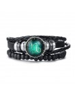 Vnox Aries 12 horoskop wielowarstwowa skórzana linka bransoletki dla kobiet mężczyzn prezenty Vintage biżuteria pulseira