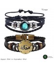 2 sztuk/zestaw 12 konstelacji bransoletki Luminous Charm bransoletka skórzana zodiak horoskop pleciona bransoletka mężczyźni kob