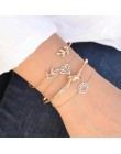 Tocona 4 sztuk/zestaw moda liść bohemy Knot ręcznie mankiet zawieszka charms z łańcuszkiem ogniwowym bransoletka Bangle dla kobi