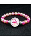 Jednorożec koraliki bransoletki 18mm przystawki przyciski Dome Cabochon flamingi Charms Trendy bransoletki dziewczyny kobiety ch