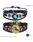 2 sztuk/zestaw 12 konstelacji bransoletki Luminous Charm bransoletka skórzana zodiak horoskop pleciona bransoletka mężczyźni kob