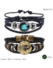 2 sztuk/zestaw 12 konstelacji bransoletki Luminous Charm bransoletka skórzana zodiak horoskop pleciona bransoletka mężczyźni kob