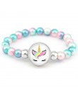 Jednorożec koraliki bransoletki 18mm przystawki przyciski Dome Cabochon flamingi Charms Trendy bransoletki dziewczyny kobiety ch